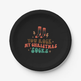 Xmas Gift You Rock My Christmas Socks Paper Plate