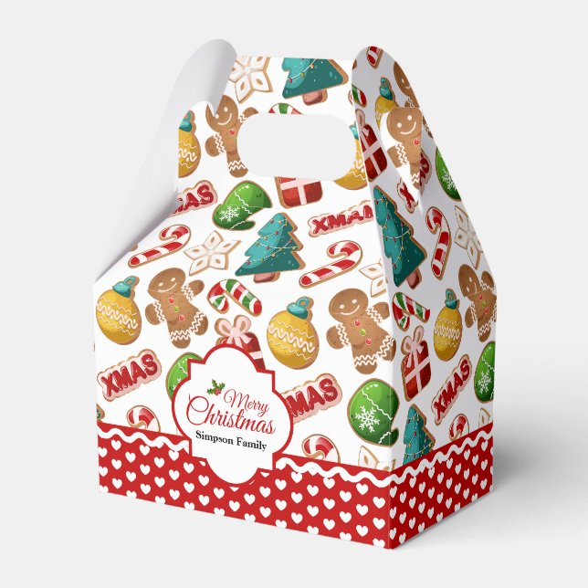 Xmas Gingerbread Cookies Cute Pattern Favour Box (Front Side)