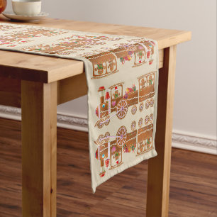 Xmas Gingerbread Steam Trains Medium Table Runner