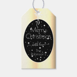 Xmas Golden Colours with Snowflakes on Black Gold Gift Tags