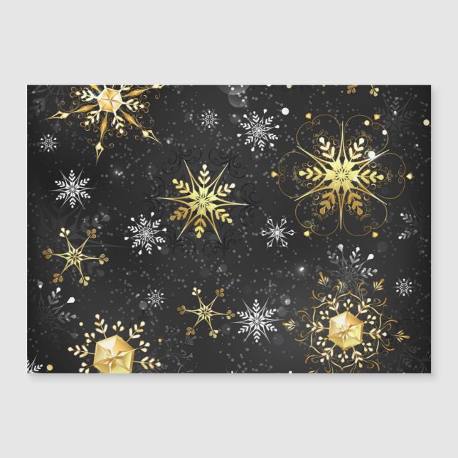 Xmas Golden Snowflakes on Black Background (Front)