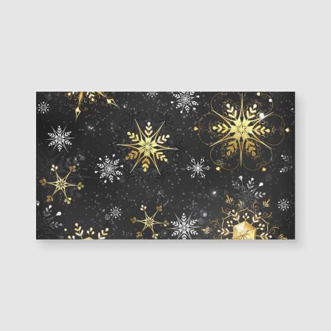 Xmas Golden Snowflakes on Black Background (Front)