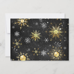 Xmas Golden Snowflakes on Black Background Announcement