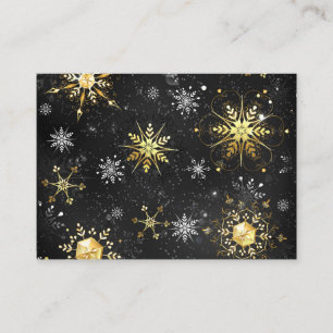 Xmas Golden Snowflakes on Black Background Appointment Card