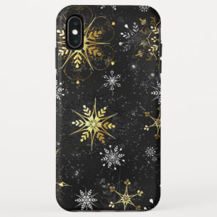 Xmas Golden Snowflakes on Black Background Case-Mate iPhone Case