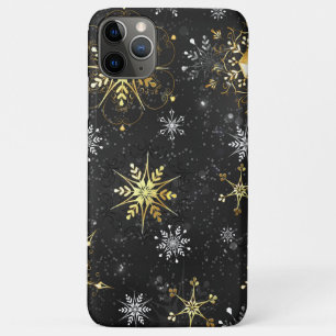 Xmas Golden Snowflakes on Black Background Case-Mate iPhone Case