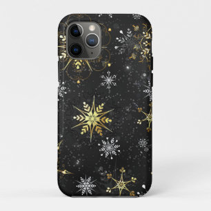 Xmas Golden Snowflakes on Black Background Case-Mate iPhone Case