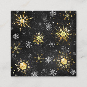 Xmas Golden Snowflakes on Black Background Enclosure Card