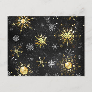 Xmas Golden Snowflakes on Black Background Enclosure Card