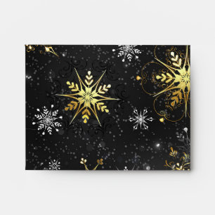 Xmas Golden Snowflakes on Black Background Envelope