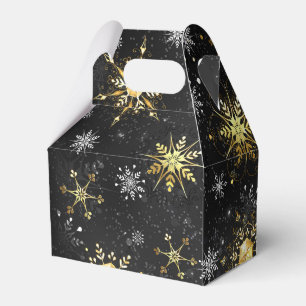 Xmas Golden Snowflakes on Black Background Favour Box