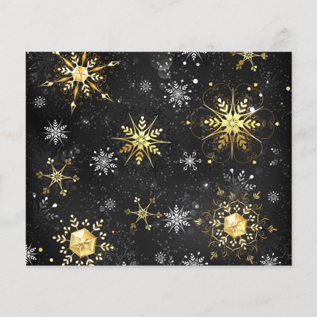 Xmas Golden Snowflakes on Black Background Flyer (Front)