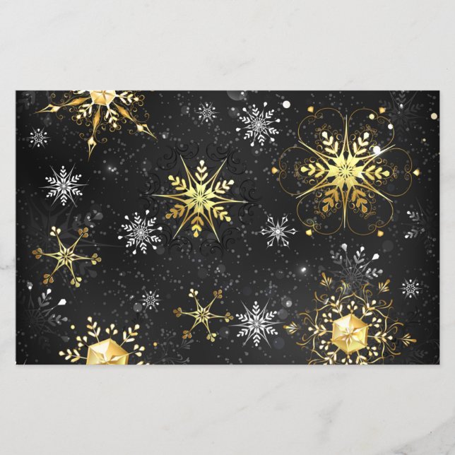 Xmas Golden Snowflakes on Black Background Flyer (Front)