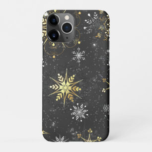 Xmas Golden Snowflakes on Black Background iPhone 11Pro Case
