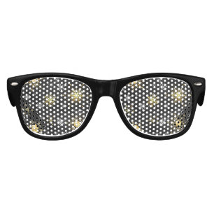Xmas Golden Snowflakes on Black Background Kids Sunglasses