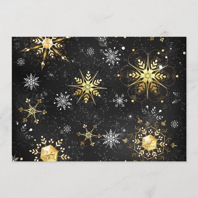 Xmas Golden Snowflakes on Black Background Menu (Front)