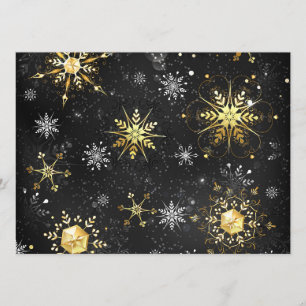 Xmas Golden Snowflakes on Black Background Menu