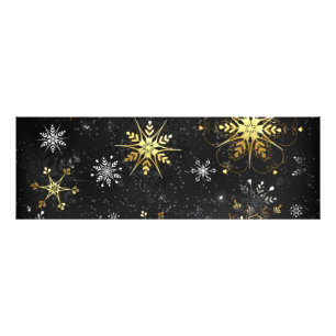 Xmas Golden Snowflakes on Black Background Photo Print