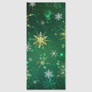 Xmas Golden Snowflakes on Green Background