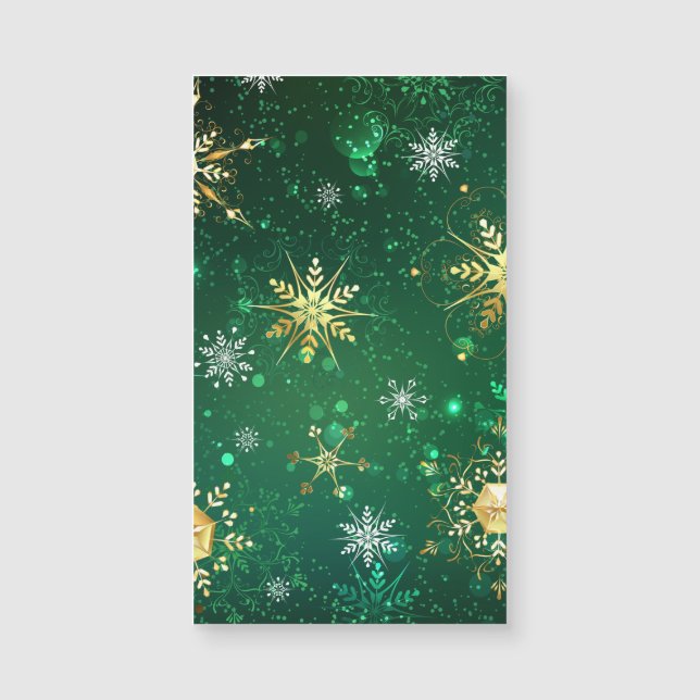 Xmas Golden Snowflakes on Green Background (Front)