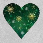 Xmas Golden Snowflakes on Green Background