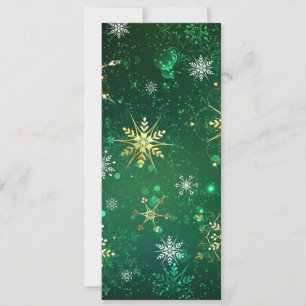 Xmas Golden Snowflakes on Green Background Advice Card