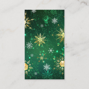 Xmas Golden Snowflakes on Green Background Enclosure Card