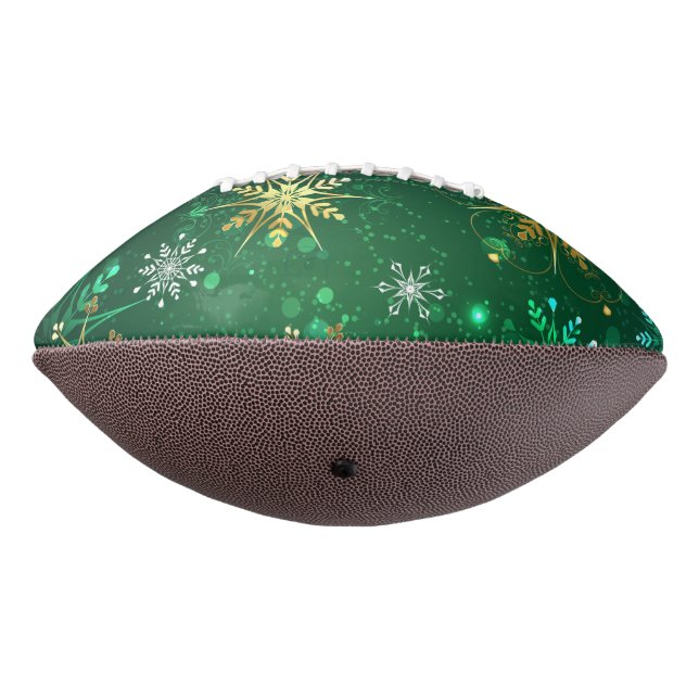Xmas Golden Snowflakes on Green Background Football (Rotated 270)