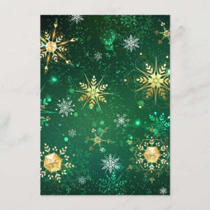 Xmas Golden Snowflakes on Green Background Menu
