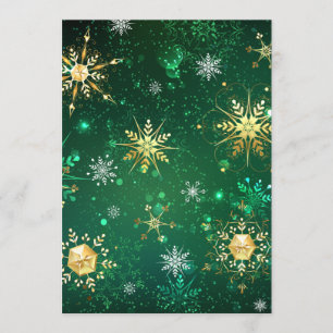 Xmas Golden Snowflakes on Green Background Programme