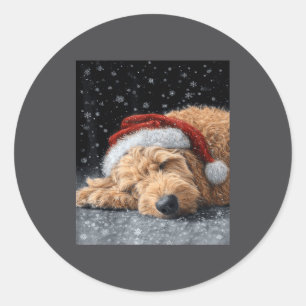 Xmas Goldendoodle Christmas Classic Round Sticker