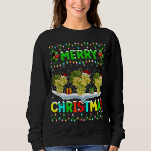 Xmas Grapes Fruit Lighting Santa Hat Merry Christm Sweatshirt