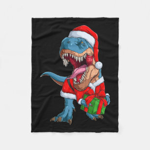 Xmas Graphic Dino T Rex Boys Dinosaur Christmas  Fleece Blanket