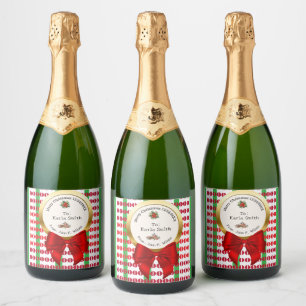 XMAS green & red numbers zero original Sparkling Wine Label