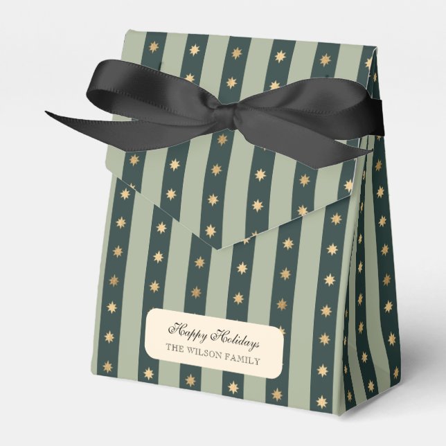 Xmas Green stripe Holiday Noel Christmas Wrapping  Favour Box (Front Side)
