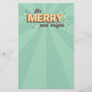 Xmas greetings be merry and bright star text stationery