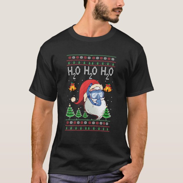 Xmas H2O H2O H2O Santa Scuba Dive Ugly Christmas S T-Shirt (Front)