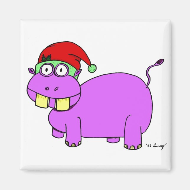 Xmas Hippo Magnet (Front)