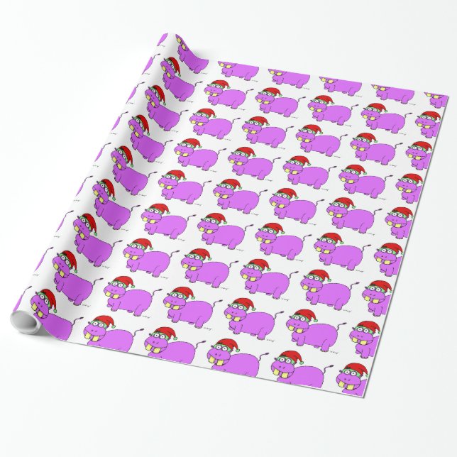 Xmas Hippo Wrapping Paper (Unrolled)