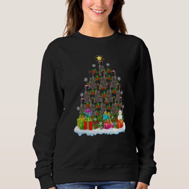 Xmas Holiday German Wirehaired Pointer Dog Christm Sweatshirt (Front)