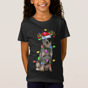 Xmas Holiday Lighting Santa Australian Cattle Dog T-Shirt