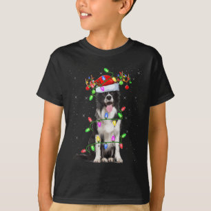 Xmas Holiday Lighting Santa Border Collie Dog Chri T-Shirt