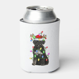 Xmas Holiday Lighting Santa Portuguese Water Dog C Can Cooler