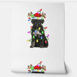 Xmas Holiday Lighting Santa Portuguese Water Dog C Wallpaper