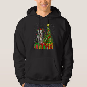 Xmas Holiday Lights Santa Bearded Collie Dog Chris Hoodie