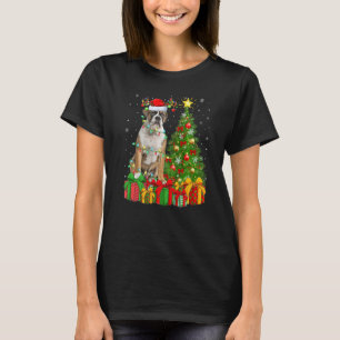Xmas Holiday Lights Santa English Bulldog Christma T-Shirt