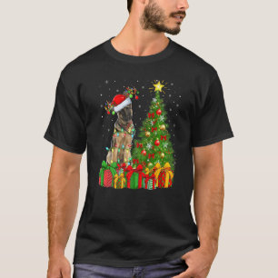 Xmas Holiday Lights Santa German Shepherd Dog Chri T-Shirt