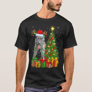 Xmas Holiday Lights Santa Irish Wolfhound Dog Chri T-Shirt
