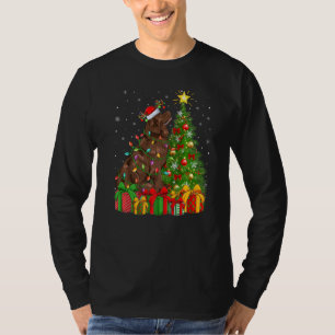 Xmas Holiday Lights Santa Newfoundland Dog Christm T-Shirt