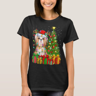 Xmas Holiday Lights Santa Shih Tzu Dog Christmas T T-Shirt